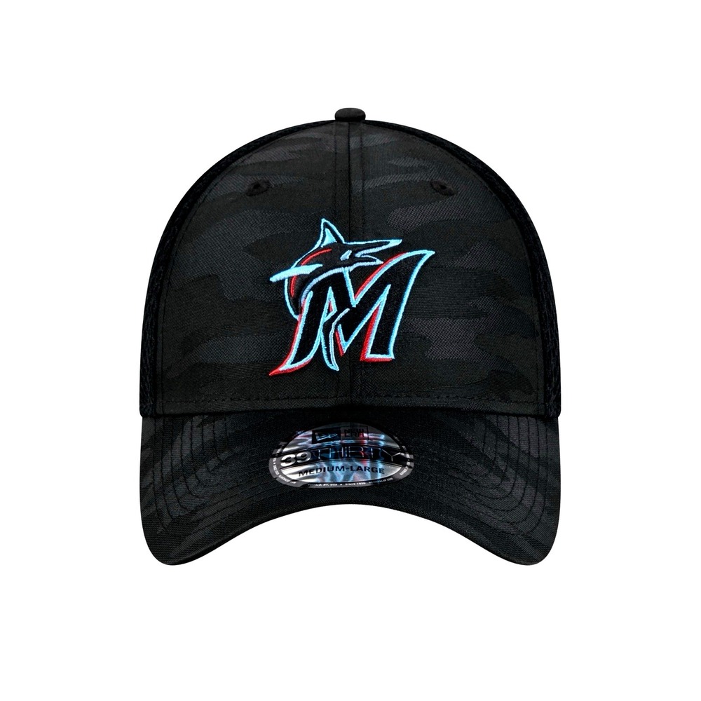 New Era Black Miami Marlins Subtle Camo 39THIRTY Flex Hat Cap (Sold out) - Picture 3 of 6